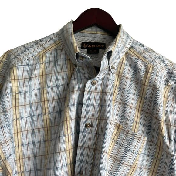 Ariat Men Shirt XL Blue Plaid Long Sleeve Button Down Pocket Workwear Office - Picture 13 of 13